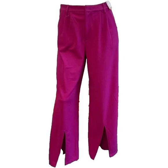 Happily Grey Women's SIZE 9 Wide Leg Trouser Pants Flair Slit Bottom Purple Pink - Picture 2 of 8